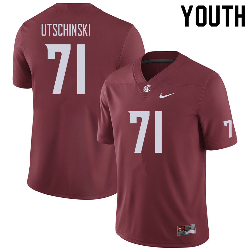 Youth #71 Patrick Utschinski Washington State Cougars Football Jerseys Sale-Crimson - Click Image to Close